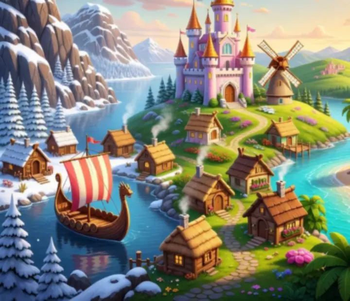 Przegląd różnych wiosek o nordyckim i fantasy motywie inspirowanych Coin Master