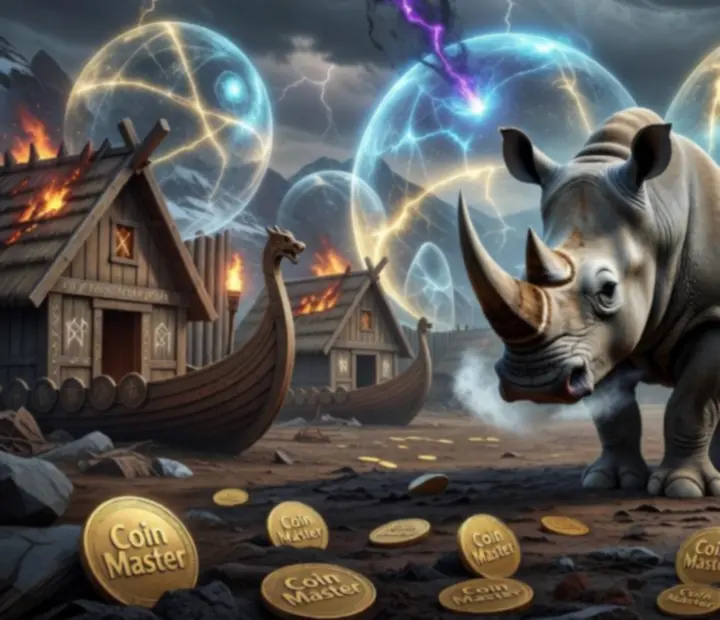 Rhino broni wioski przed atakiem w fantazyjnej scenie pełnej tarcz